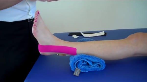 KT taping for ankle support.