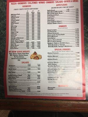 Menu back