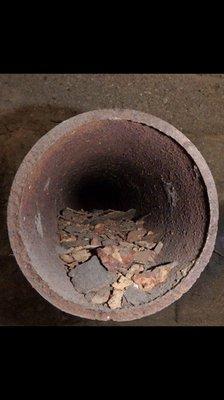 Build up in a cast iron waste pipe