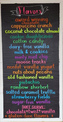 Greenwood lake Ice Cream Shack menu options