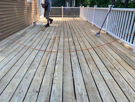 Deck pressure washed