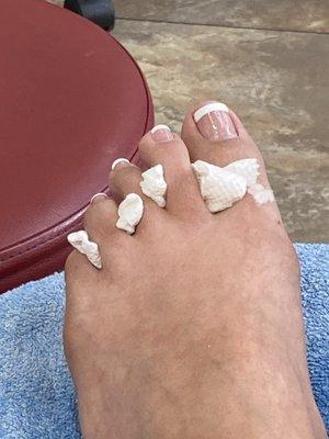 Finished product! Basic pedicure $35+ extra for French tips