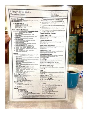 Menu Village Cafe In Dolton . 14201 Chicago Rd, Dolton, IL  Simple Breakfast Lunch Place.  Dine In Take Out. Open Daily to 2.30pm.Cool!