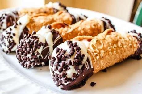 Sicilian Cannoli with chocolate chips