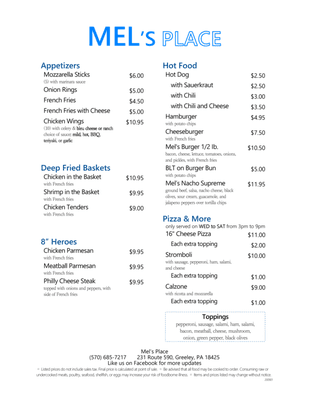 Food menu