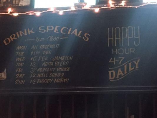 Daily Drink Specials (I took this photo because I always forget which specials are for which days)