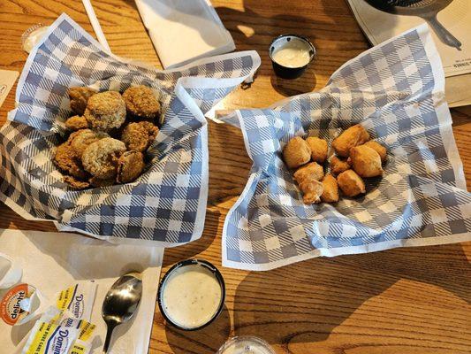 Appetizers: fried pickles and cheese curds