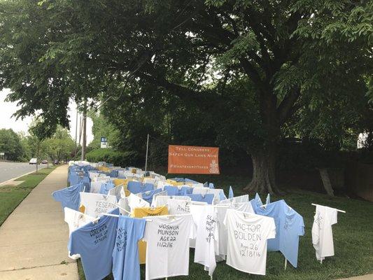 T-Shirts representing victims of gun violence.