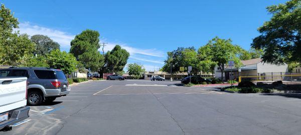 Parking lot & School