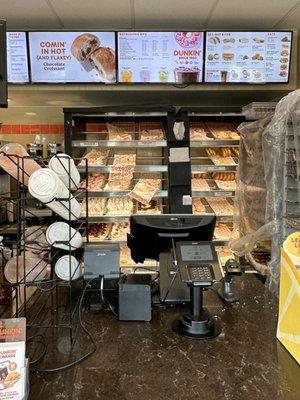 The Interior & Menu & Donut Selection  @ Glenoaks Blvd Dunkin' Donuts in Burbank CA.