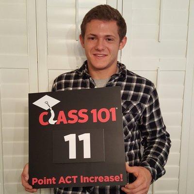 Jacob increased his reading score 11 points on the ACT! This means thousands of dollars in scholarships!