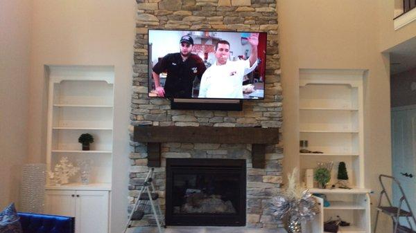 Fireplace TV and Soundbar