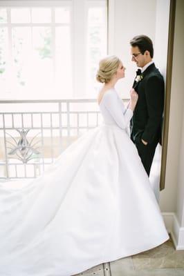 Our custom Bride Mrs. Kimberly Keen- Coca wears her exquisite one of a kind gown with her husband Kenneth.  Photo By: Eb photography