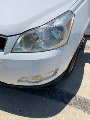 Buffed headlights left side