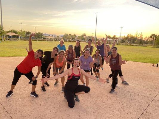 The 1st post-pandemic class in 2021 was held outside with a beautiful view of the lake at Doral Glades Park.