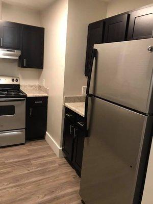 stainless steel appliance in the modern style apartment.