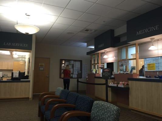 Waiting area showing lab and family medicine