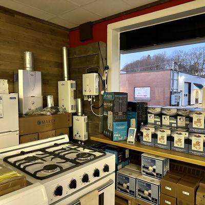 We stock parts, gas hoses, fittings and accessories for all of your gas appliances, lights, water heaters and residential appliances.