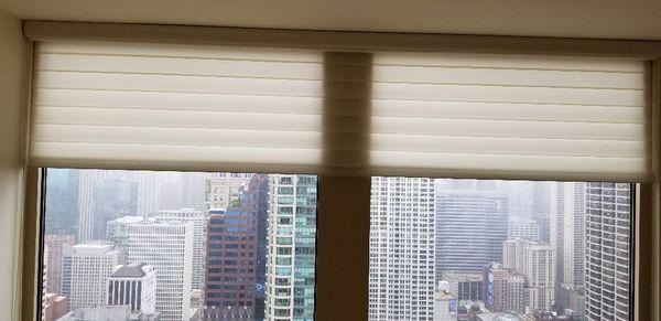 Installing blinds at Chicago and Michigan.