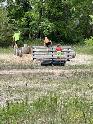 Kids obstacle course in the play space.