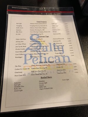 Bar/Beer menu