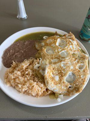 Chilaquiles Verdes with scrambled egg's