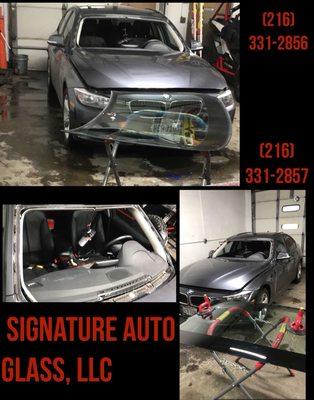 Front windshield installation @ Signature Auto Glass, LLC