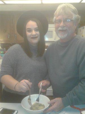 When I'm not working you can find me in the kitchen. Here I am with Rachel, my daughter, who came for a visit. Miss the kids always.