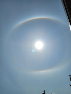 Rainbow halo around the sun