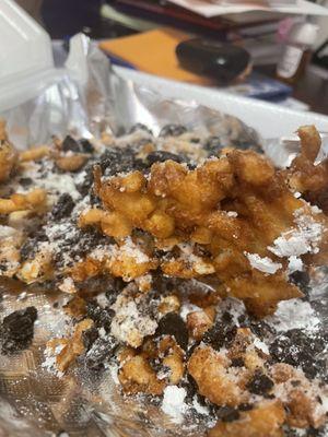 Oreo funnel cake deluxe that was over cooked!