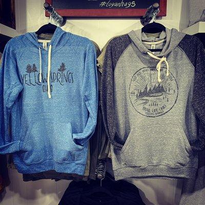 Hoodies and tees for Yellow Springs or your custom designs with a minimum run of one.