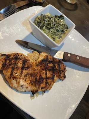 Grilled chicken and creamed spinach