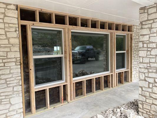 Pella window installation and cedar exterior remodel.