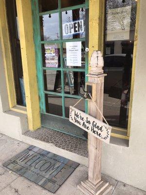 Front Door to a friendly gift shop