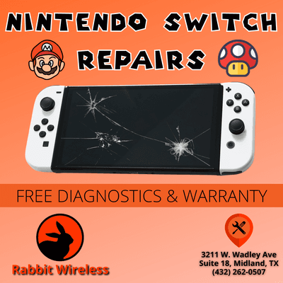 Nintendo Switch Repairs available! Nintendo Switch Screen Replacement,  Battery Replacement, Charging Port Replacement, and more! Call Now