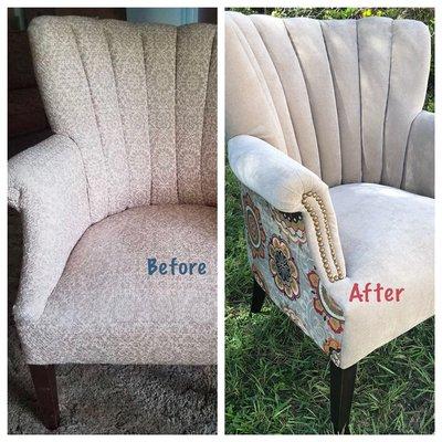 Antique chair upholstered