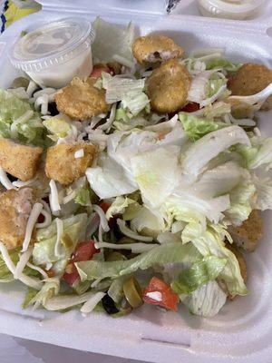 Fried Chicken Salad made with McDonald's chicken nuggets