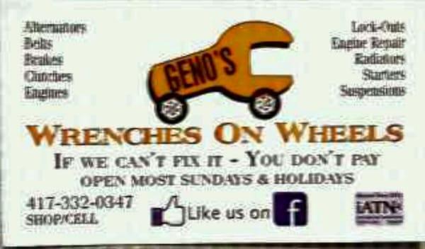 Geno's Wrenches On Wheels