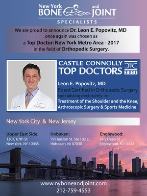 Leon E. Popovitz has once again been named a Top Doctor by Castle Connolly for 2017.