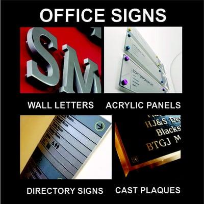 Office Signs, Dimensional Lettering, Plaques, Directories, Lobby Signs