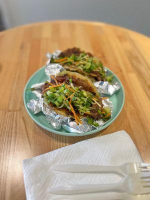 Taiwanese beef tacos