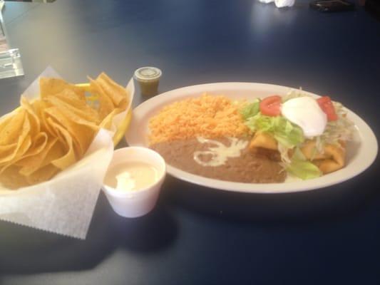 Chimichanga w/ beans and rice