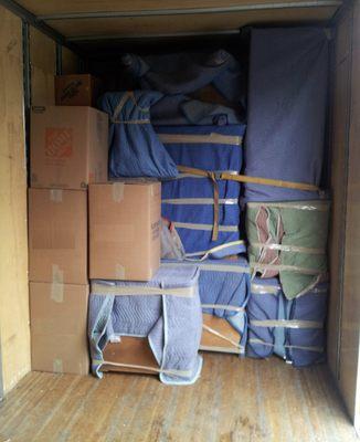 Packing inside box truck.