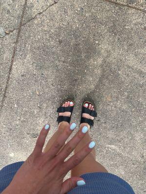 Gel mani and regular pedi