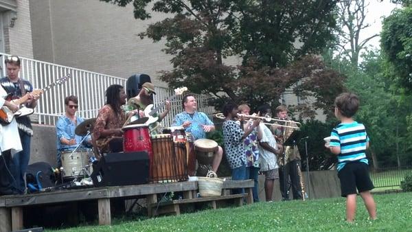 Baoku Moses and the Image Afrobeat Band, jamming on the Green at the CCAC.