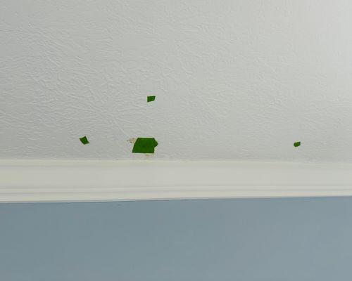 Tape over drilled holes in my upstairs ceiling after chemical treatment