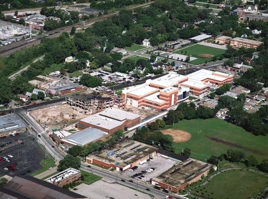 Aerial view of Simeon High School Demolition (High School of Derrick Rose MVP of Chicago Bulls)