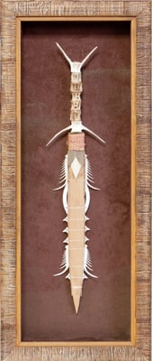 Framed knife made out of fish bones