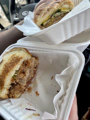 Cubano and bbq Korean pork sandwich