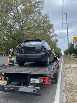 car being towed